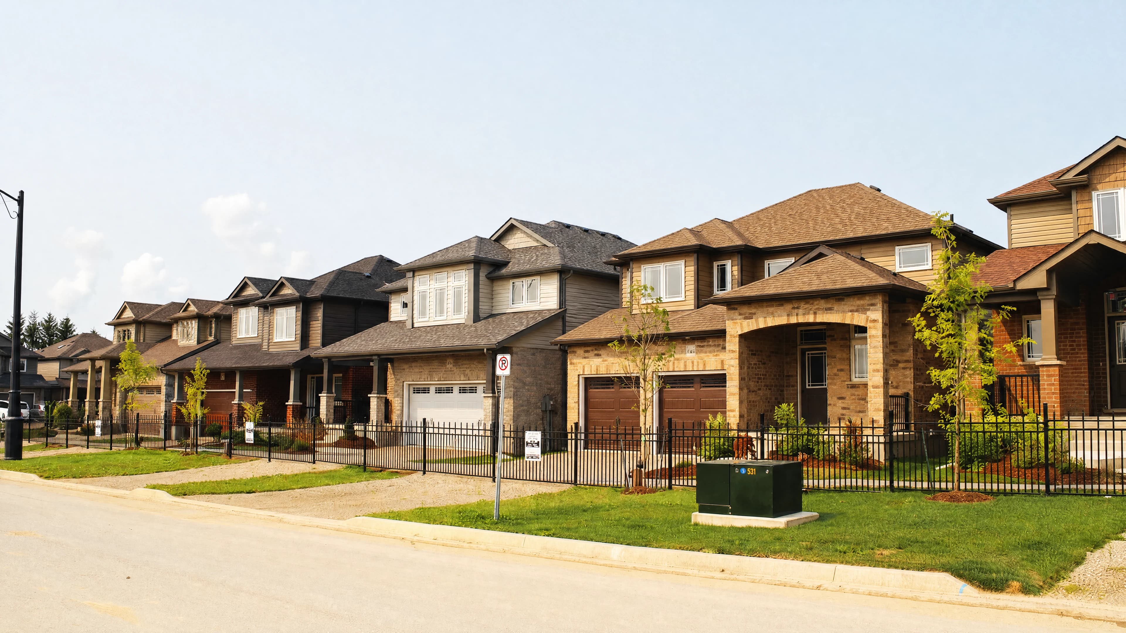 Thomasfield homes along a street in Mayberry Hill, Grand Valley