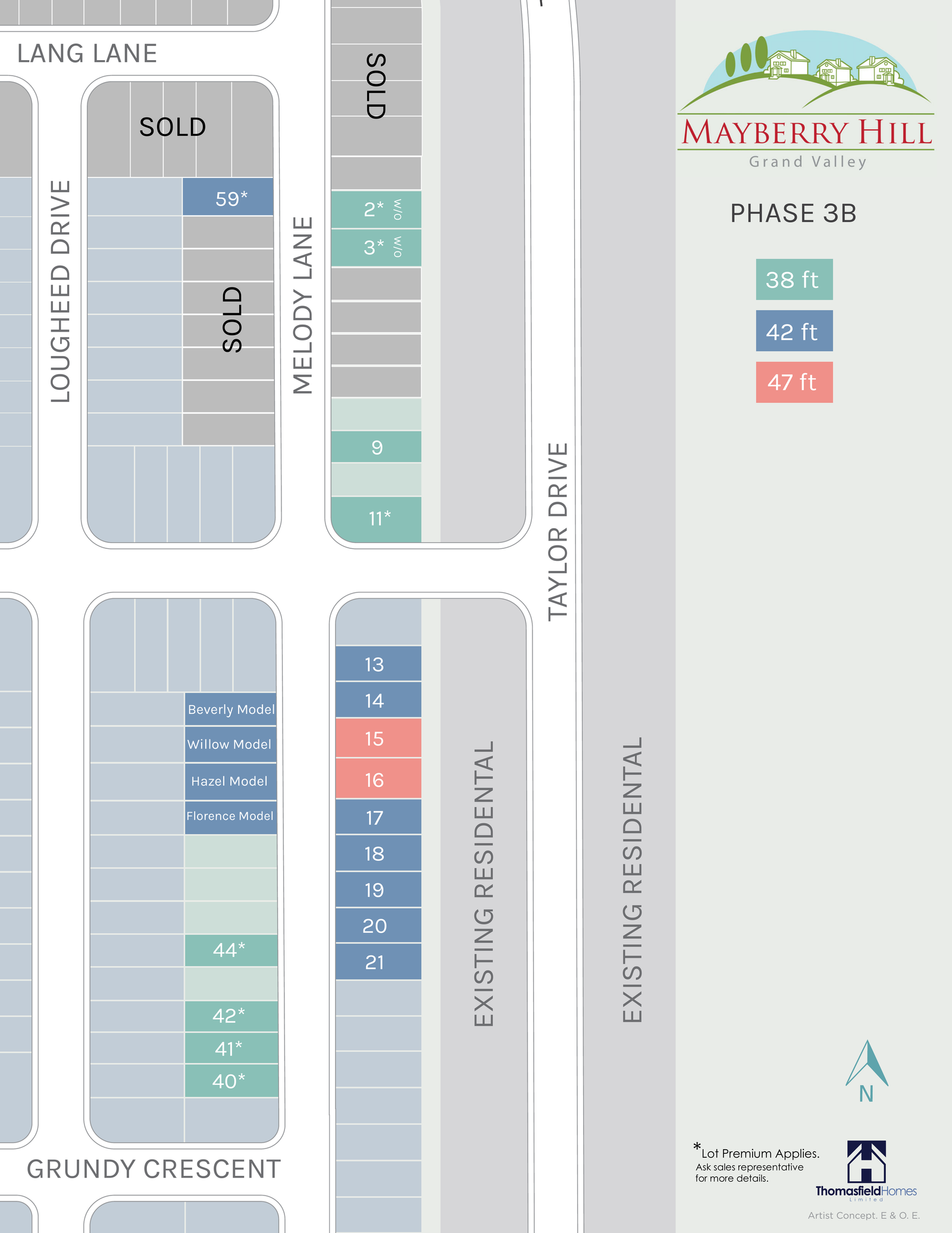 Mayberry Hill Phase 3B site plan showing the original lot numbers, roads, boundaries and legend. Zoom for details; contact sales to confirm availability.